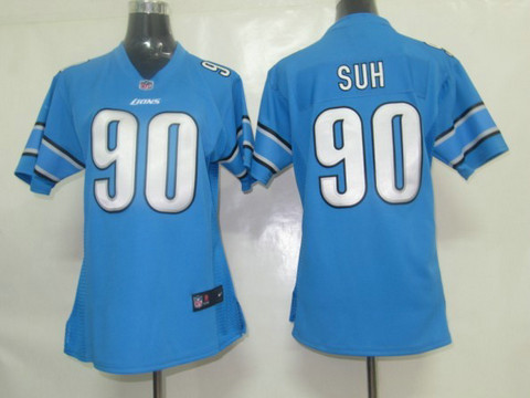 Nike game Women Jerseys Detroit Lions 90 Suh Blue
